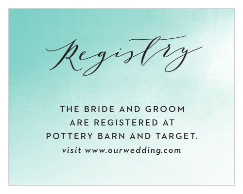 Our Ocean Spray Registry Cards utilize the same gorgeous design and color scheme as several other cards in the Ocean Spray wedding suite.