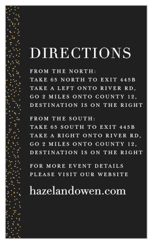 Our Luminous Sparkles Direction Cards utilize the same gorgeous design and color scheme as several other cards in the Luminous Sparkles wedding suite. 