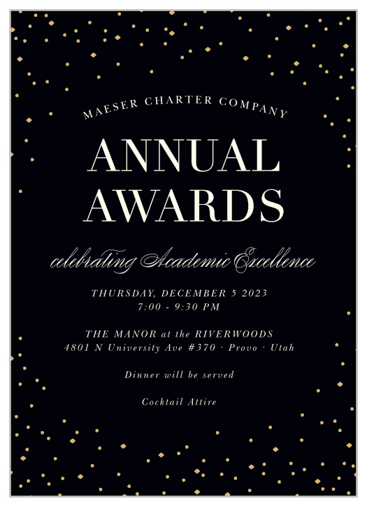 Celebrate the night away with our Scattered Stars Gala Invitation.