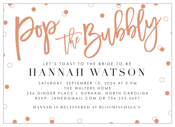 Celebrate in style with our Champagne Toast Bridal Shower Invitations!