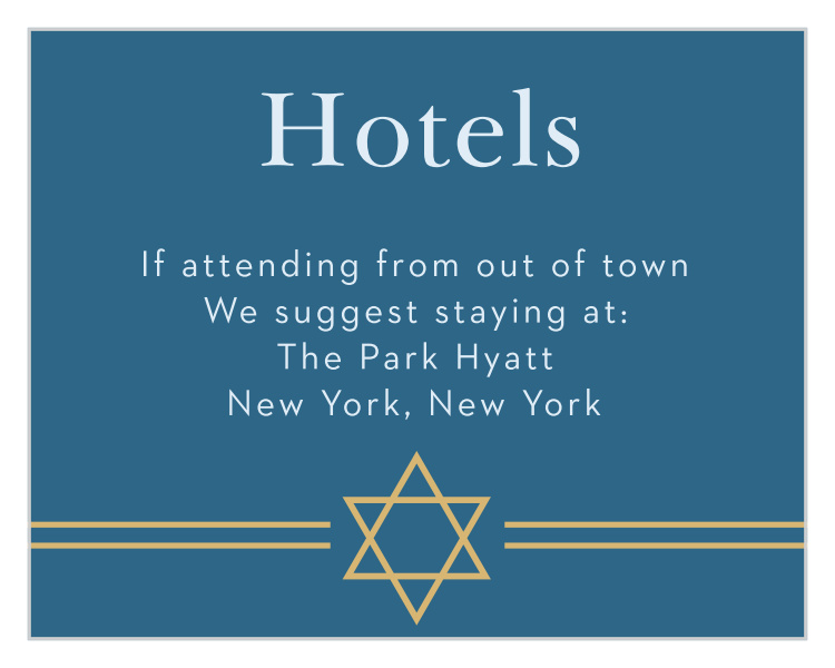 Cutting Edge Bar Mitzvah Lodging Cards