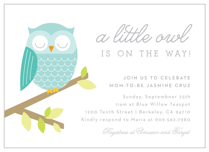 "Owl" bet all your guests will love this baby shower invite! For a girl or a boy, you can fully customize this invitation to match accordingly.