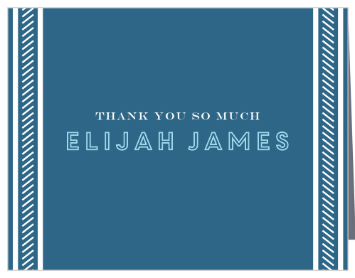 Our Retro Columns Bar Mitzvah Thank You Cards utilize the same gorgeous design and color scheme as several other cards in the Retro Columns mitzvah suite. 