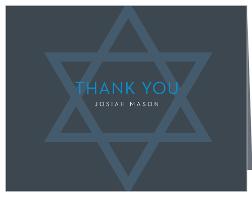 Our Make A Statement Bar Mitzvah Thank You Cards utilize the same gorgeous design and color scheme as several other cards in the Make A Statement mitzvah suite. 