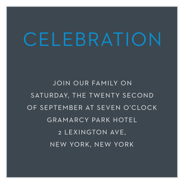 Our Make A Statement Mitzvah Reception Cards utilize the same gorgeous design and color scheme as several other cards in the Make A Statement mitzvah suite.