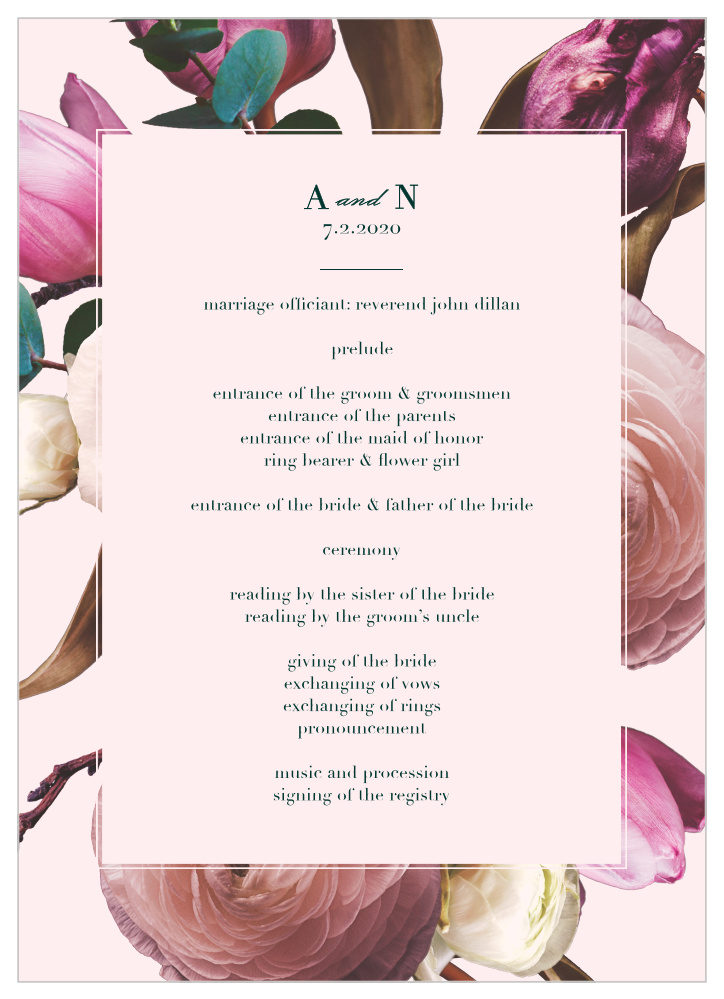Southern Romance Wedding Programs