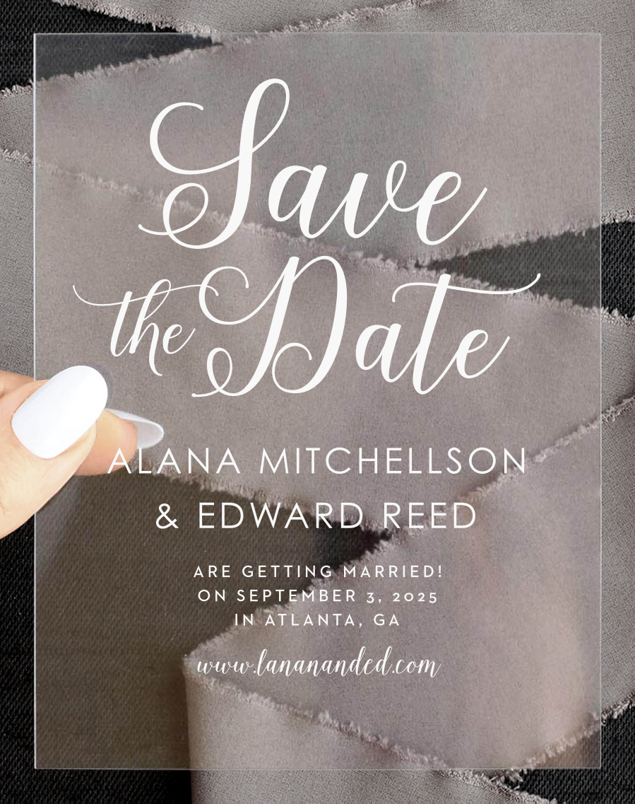 Big Script Clear Save the Date Cards