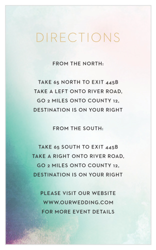 Teal and indigo blend together in a saturated wash of color for our Love Hues Direction Cards.