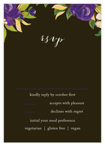 Collect every bit of information necessary to plan the wedding of your dreams with our Purple Blooms Response Cards.