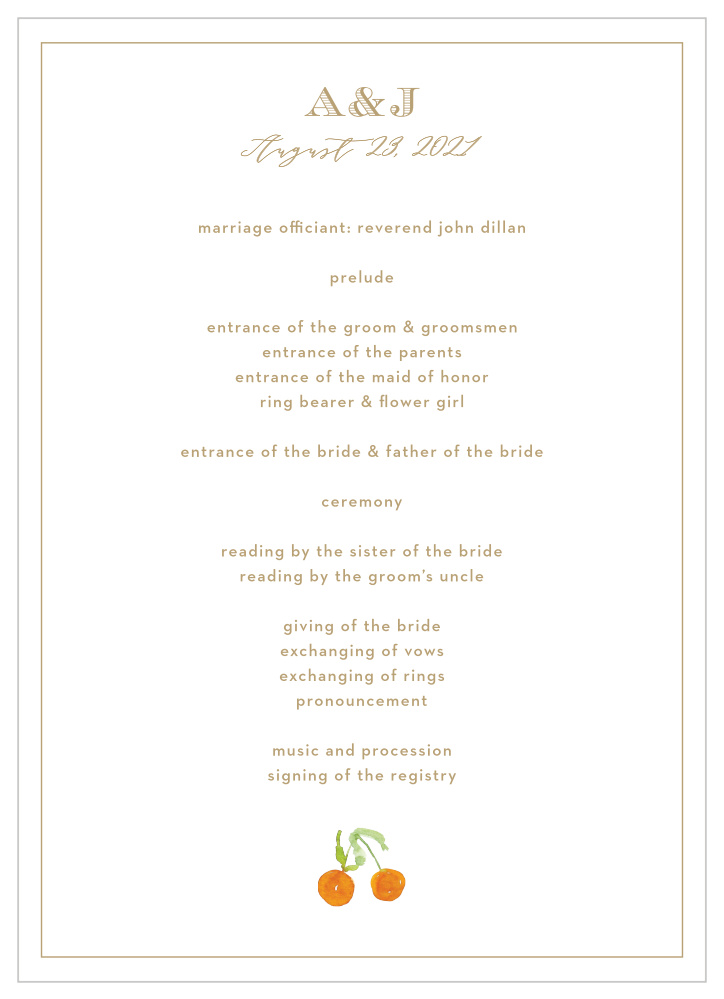 Peachy Flowers Wedding Programs