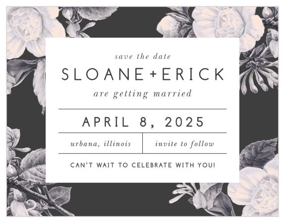 Our Stormy Florals Save-the-Date Magnets are as trendy as they are vintage!