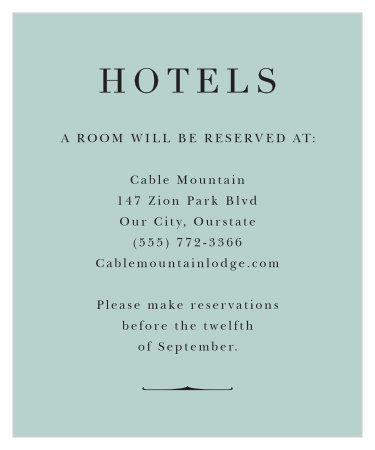 Use our Vintage Elegance Accommodation Cards to let your guests know where they will be staying while visitng for your event!