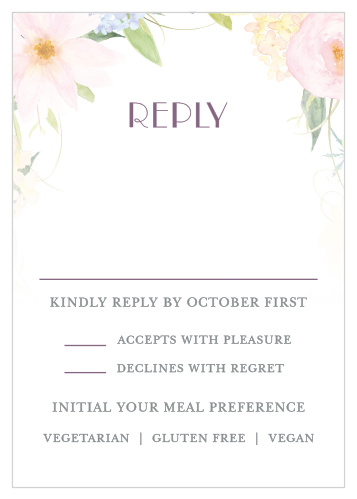 Delight your future guests with the subtle beauty of our Spring Watercolors Response Cards. 