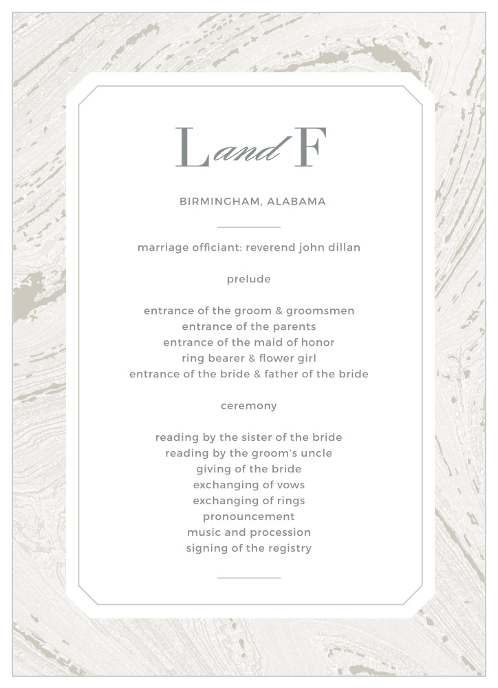 Marbled Paper Wedding Programs
