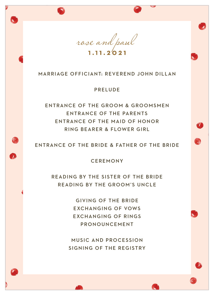 Winter Berries Wedding Programs