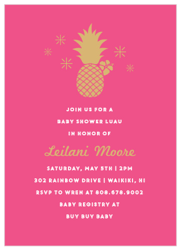 Send an Aloha from your baby to your loved ones with our Pineapple Luau Baby Shower Invitations.