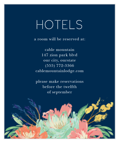 Treat your loved ones traveling from afar with our Tropical Blooms Accommodation Cards.