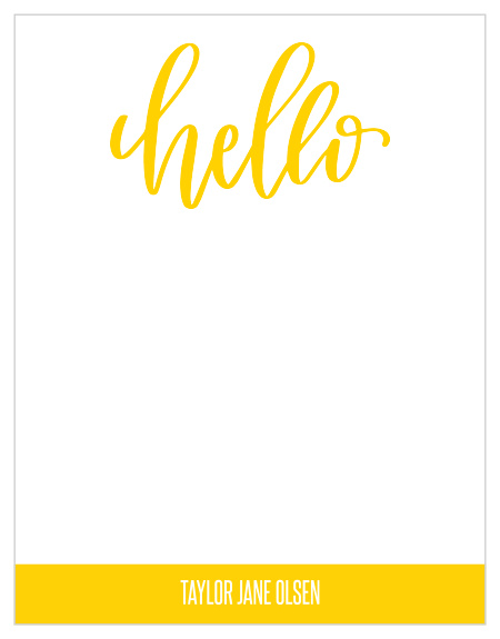 Every business relationship begins with a "hello"; our Bright Blogger Business Stationery utilizes that simple fact in their design, using a bright yellow background and swooping calligraphy to spell out your greeting.
