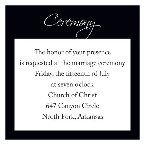 This card is a lovely way to let your loved ones know the details of your ceremony!