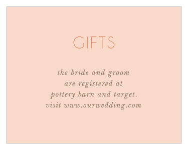 Our Dawn Flowers Registry Cards features a modern, thin-lined text that is colored in our lovely rose gold foil, atop a ballet colored background!