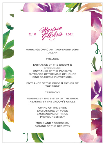 Impress your friends and family when you use our Fresh Cut Flowers Wedding Programs.