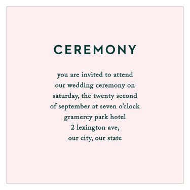 Our Citrus Flowers Ceremony Cards are designed with simplicity in mind, but still feature a touch of romance with a pale, smoothie pink background.