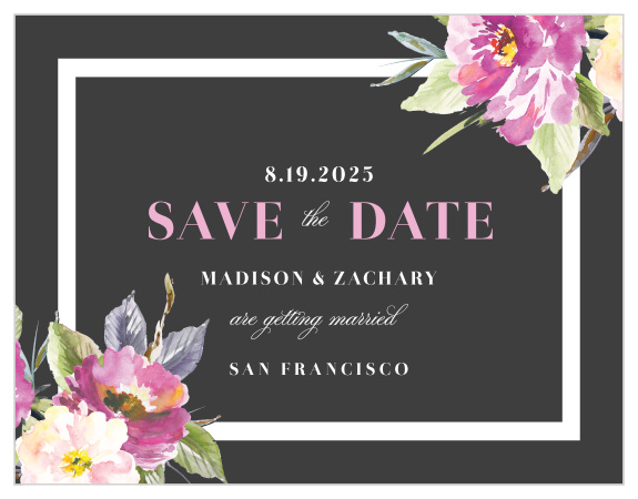 Make a spot on everyone’s calendar with our Luxe Roses Wedding Save the Date Cards.