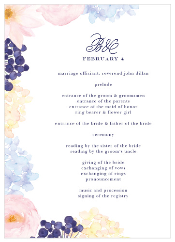 Our gorgeous Pastel Watercolors Wedding Programs walk your guests through each moment of your wedding day as you take each step down the aisle. 