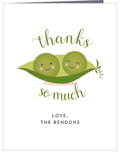 Thank your friends and family for their support with our Twin Peas Baby Shower Thank You Cards.