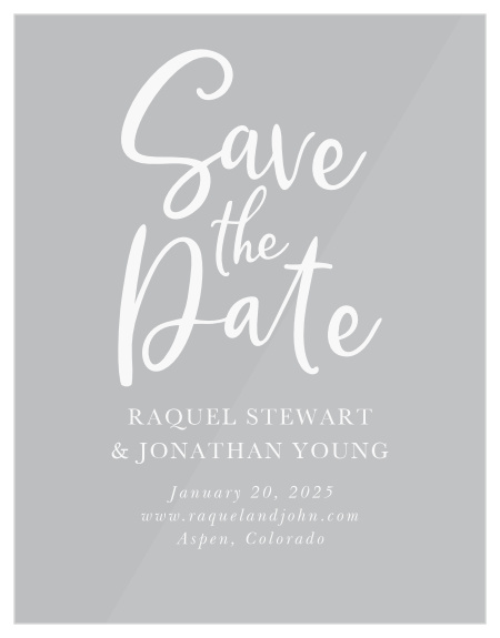 Our stunning Casual Script Clear Save-the-Date Cards were designed with modern minimalism in mind.