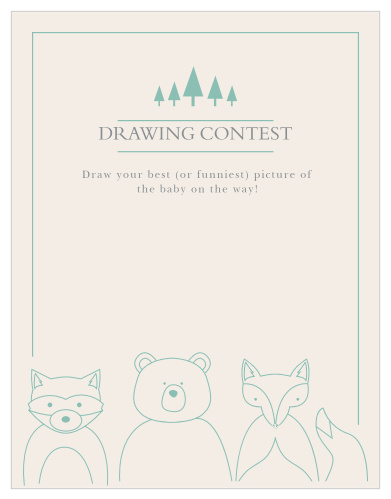 The Woodland Outline Baby Drawing Contest game is perfect for those wanting a minimum, but whimsical shower game.