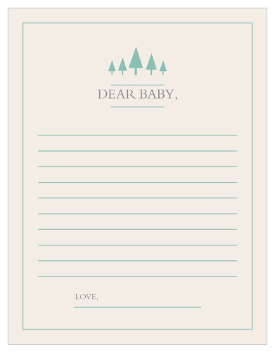 The Woodland Outline Letter to Baby is perfect for those wanting a minimum, but whimsical shower game.