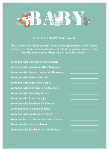 Our fun, light-hearted Friendly Forest Get to Know You Game let you and your guests turn a conversation into a friendly competition.