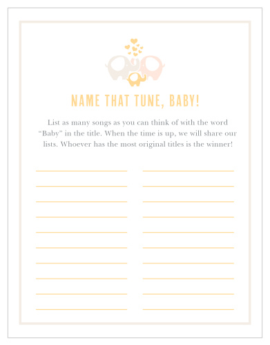 Delight your shower guests with our adorable Baby Elephant Baby Song Contest.