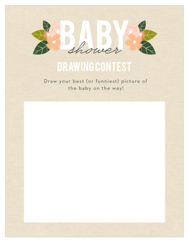 Give your guests the opportunity to provide a snapshot of your newborn in hilarious or heartfelt sketches on our Herbaceous Babe Baby Drawing Contest! Use the stunning florals to catch their attention and clean text to guide them through the game for a guaranteed good time.