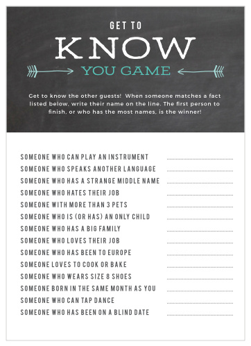 Our Baby Chalk Get to Know You Game will be an appreciated addition to your baby shower.