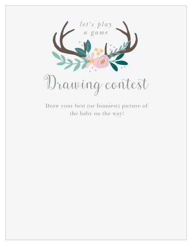 Give your guests the opportunity to provide a snapshot of your newborn in hilarious or heartfelt sketches with our Rustic Bouquet Baby Drawing Contest!