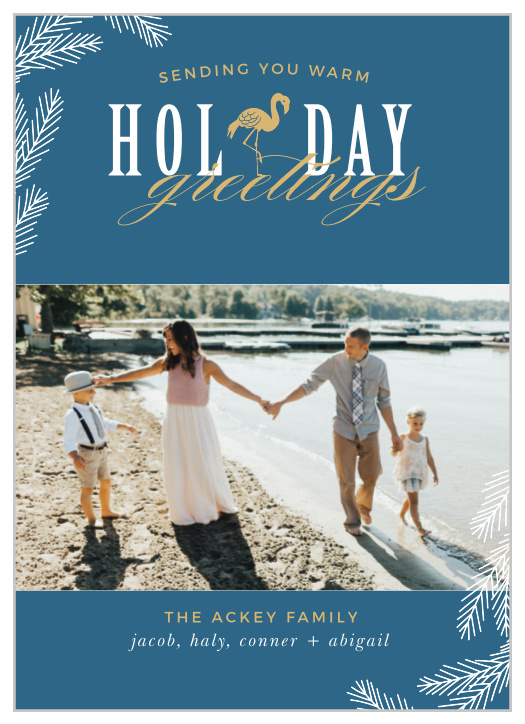 Our Festive Flamingo Holiday Cards are the perfect choice to send the spirit of the holidays while you are taking a warm holiday.