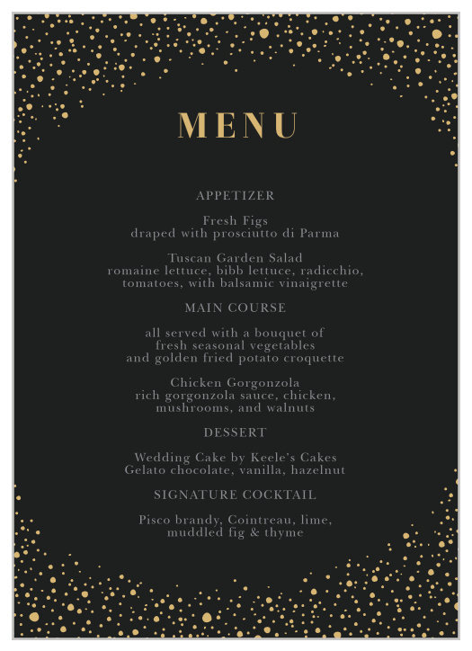 Our Gothic Halloween Wedding Menus are reminiscent of an eerie October evening.
