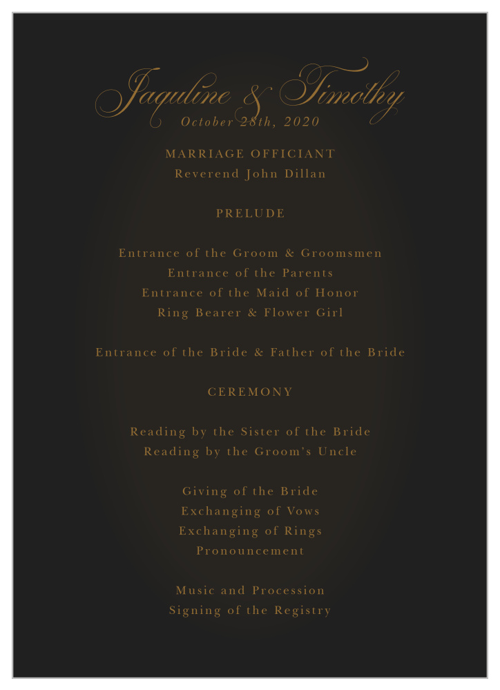 Vintage Dracula Wedding Programs
