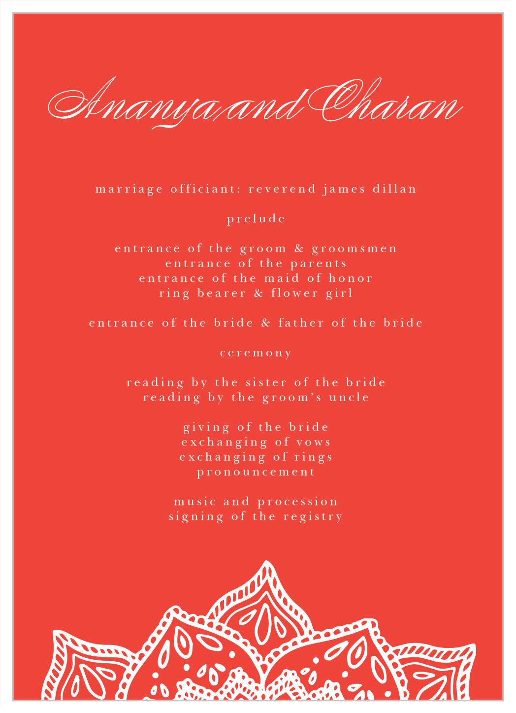 Indian Mandala Wedding Programs