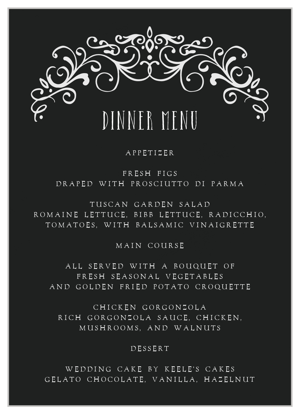 Gothic Magic Wedding Menus