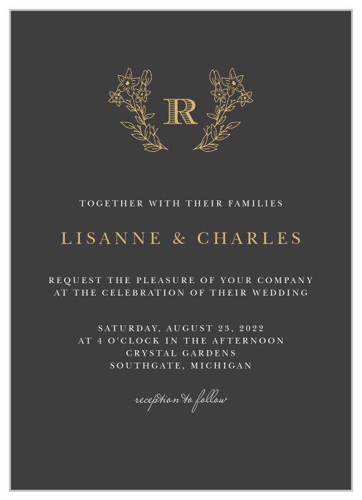 Dark, deliberate, and endlessly elegant, our Dark Monogram Wedding Invitations carry every single one of your wedding details in the unforgettable style you've been looking for.
