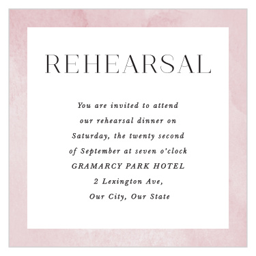 Bring family and friends together the night before your wedding to practice with our Colorful Band Rehearsal Cards.