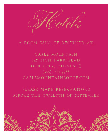 Our Hindu Celebration Accommodation Cards are lush and full of life.