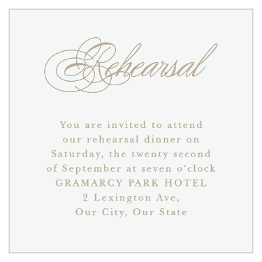 Practice makes perfect! Bring family and friends together the night before your wedding with our Old Fashioned Charm Rehearsal Cards.
