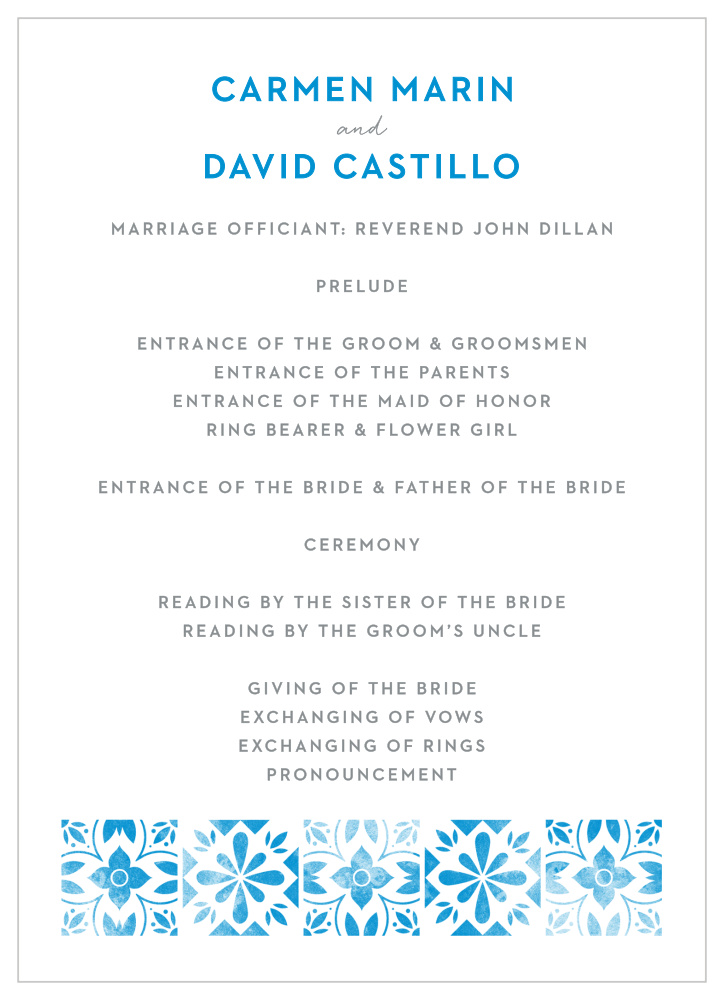 Mexican Tiles Wedding Programs