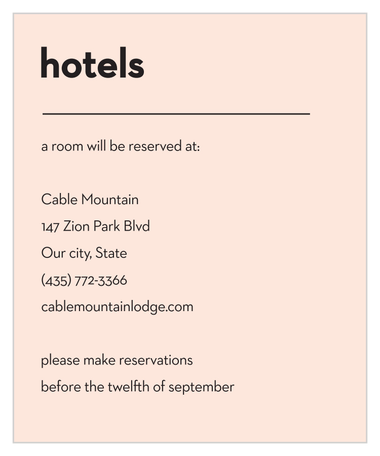 Minimal Type Accommodation Cards