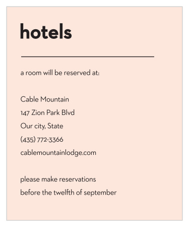 Our Minimal Type Accommodation Cards are the definition of modern minimalism. 