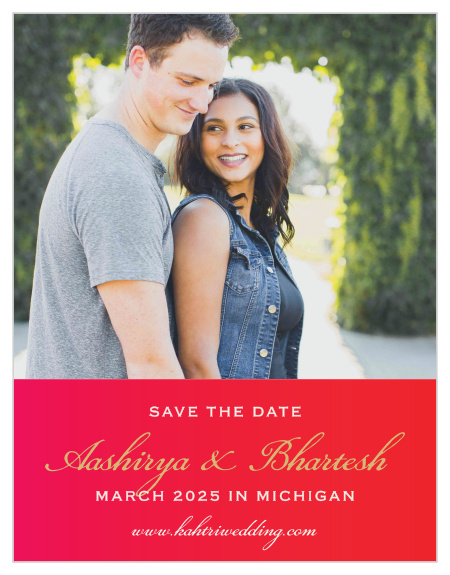 Our India Ombre Save the Date Magnets are a perfectly gorgeous way to announce the special day.